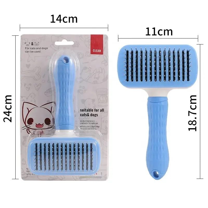 Self-Cleaning Slicker Brush, Dog Cat Bunny Pet Grooming Shedding Brush, Easy to Remove Loose Undercoat, Pet Massaging Tool Suitable for Pets with Long or Short Hair (Black)