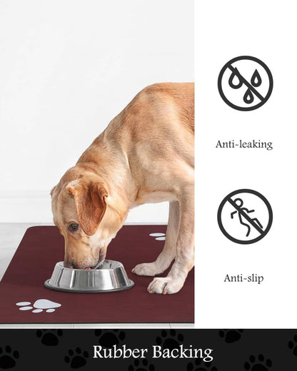 PADOOR Pet Feeding Mat-Absorbent Dog Mat for Food and Water Bowl-No Stains Easy Clean Dog Food Mat-Quick Dry Water Dispenser-Puppy Supplies Accessories