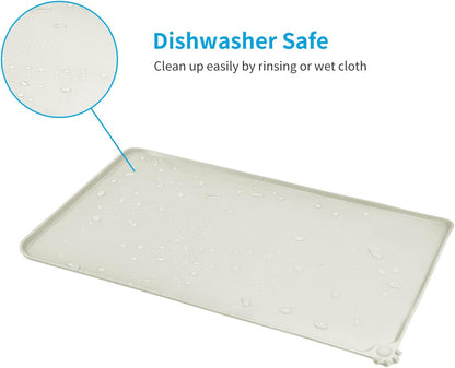 AUDWUD Silicone Waterproof Pet Feeding Mats,Anti Slip Bowl Pad,Dog Mat for Food and Water