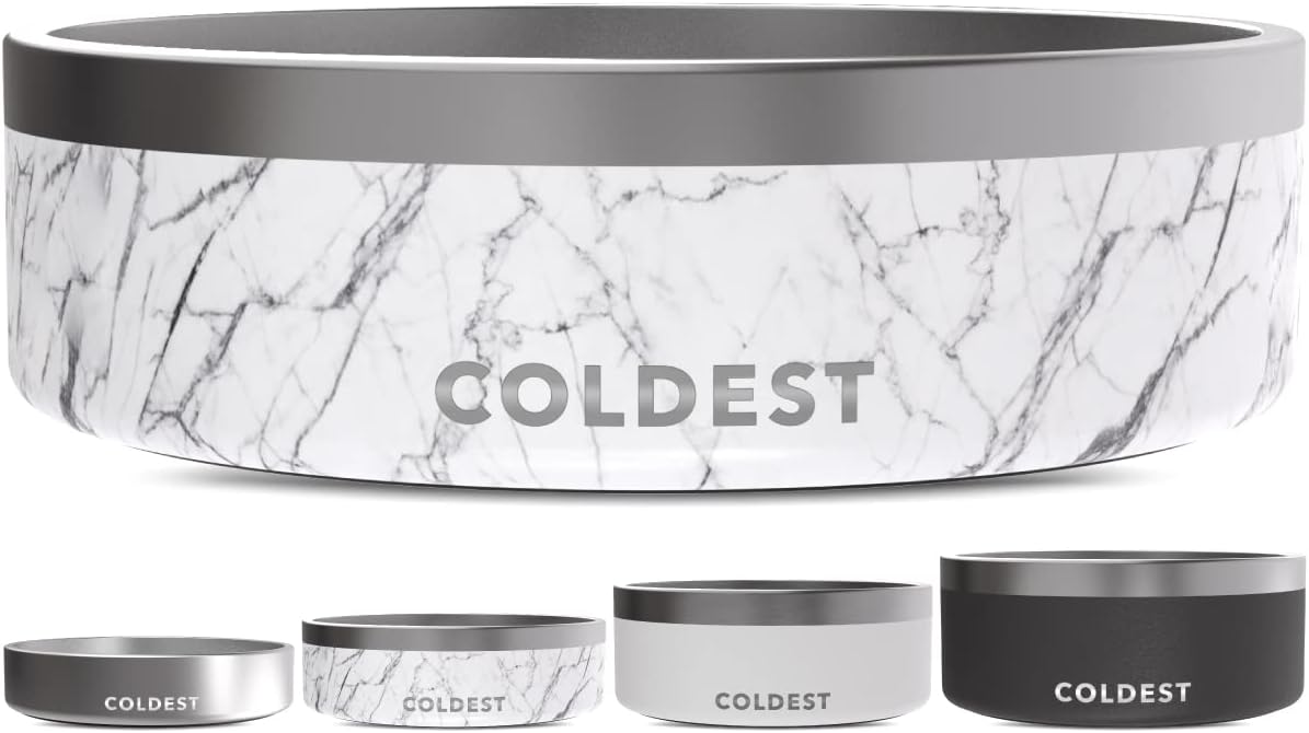 Coldest Dog Bowl - Anti Rust Metal, Non Slip, 3 Layers Insulated Stainless Steel Dog Bowls - Spill Proof & Heavy Duty - Water Bowl for Dogs, Cats & Pets, Dish Washer Safe (21 oz, Stealth Black)