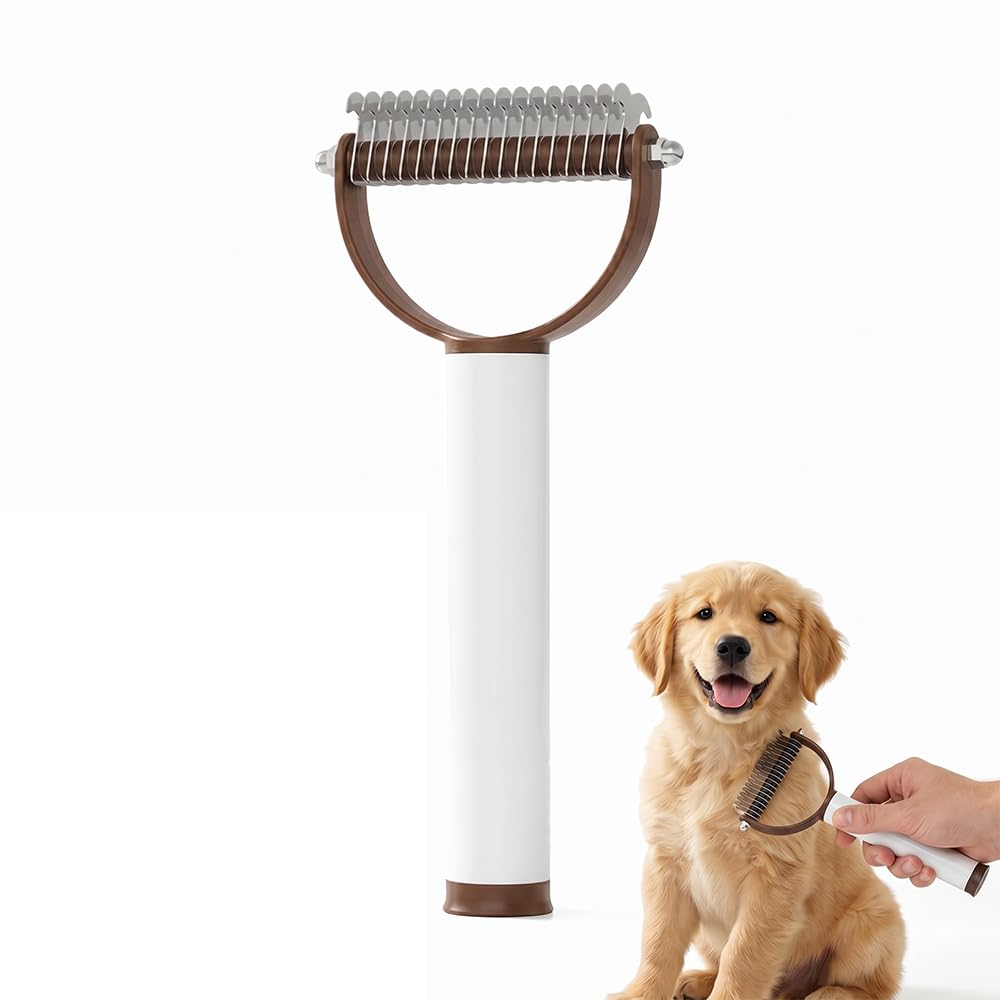 Double-Sided Pet Grooming Brush, 2026 Upgrade Shedding & Dematting Undercoat Rake for Dogs and Cats, Gentle Matt Remover Detangler Pet Grooming Tool Comb for Short Long Thick Haired (Black)