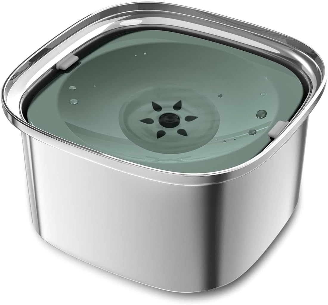 Decflow 3L Dog Water Bowl, Slow Water Bowl for Dogs, No Spill Water Bowl for Dogs, Spill Proof, No Splash Dog Water Bowl, Stainless Steel Slobber Stopper Water Bowl for Messy Drinkers