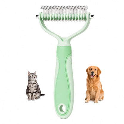 Pet Knotter Dog Grooming, Professional Deshedding Brush Cat Brushes for Shedding Comb Remove Loose Hair Undercoat Fur and Knots Safely Double Sided Dematting Detangler Remover Removing Flea Rake