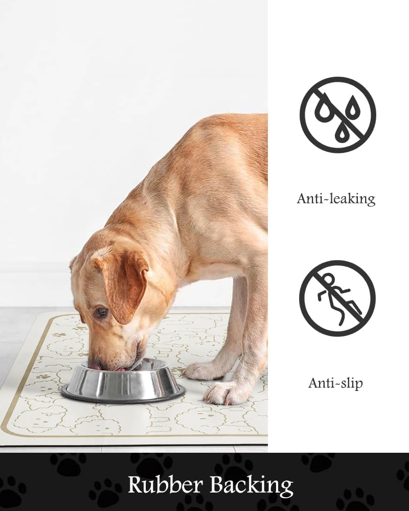 PADOOR Pet Feeding Mat-Absorbent Dog Mat for Food and Water Bowl-No Stains Easy Clean Dog Food Mat-Quick Dry Water Dispenser-Puppy Supplies Accessories