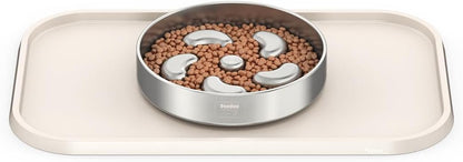 Pet Feeding Mat [Warped Resistant Raised Edge], Water-Proof Silicone Placement for Food Water Bowls, Anti-Slip Base Protect Floor, BPA-Free&Dishwasher-Safe [23.5x13.5inch Large, Gray]