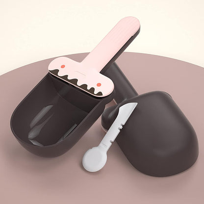 Pet Food Spoon, Cute Ice Cream Shape Dog Food Scoop with Sealing Clip Pet Food Can Spoon Food Grade ABS for Dogs Cats (Green Coffee)