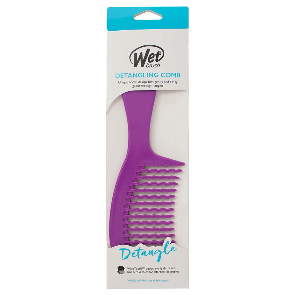 Wet Brush Detangling Comb, Black - Wide Tooth Hair Detangler with WaveTooth Design That Gently and Glides Through Tangles - Brush Throough Conditioner and Hair Masks - Gentle On Scalp and Pain-Free