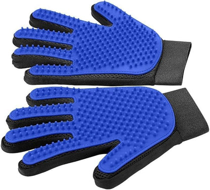Limpet Grooming Glove- Hair remover gloves- Gentle shedding brushes for dogs, cats & horses (1 pair) (Blue)