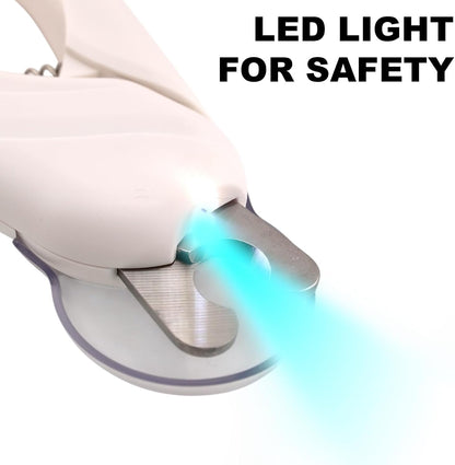 Cat Nail Clipper & Small Dog Nail Clippers with LED Light - Illuminates Nails & Bloodline for Safe, Easy Trimming - Extra Sharp, Avoid Over-Cutting - Essential Cat Supplies, White