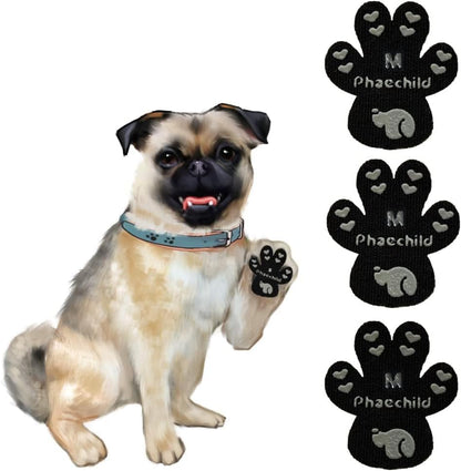 Dog Paw Pads Anti-Slip Grips,Dog Paw Protectors for Senior Dogs on Hot Pavement,Provides Traction to Keep Them from Slipping on Smooth Floors 12 sets-48 Pads Black XXL