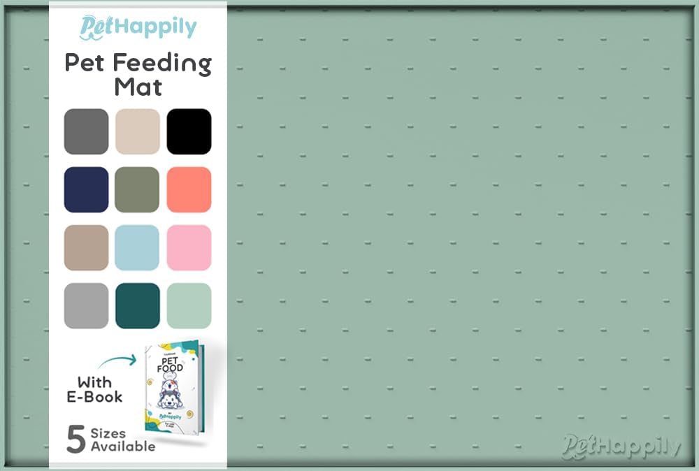 Dog Food Mat - Raised Edges Dogs Mat for Food and Water Prevent Spill, Waterproof Cat Food Mats Protect Floors, Easy Clean Dog Bowl Mats for Food and Water, Silicone Pet Feeding Placemats