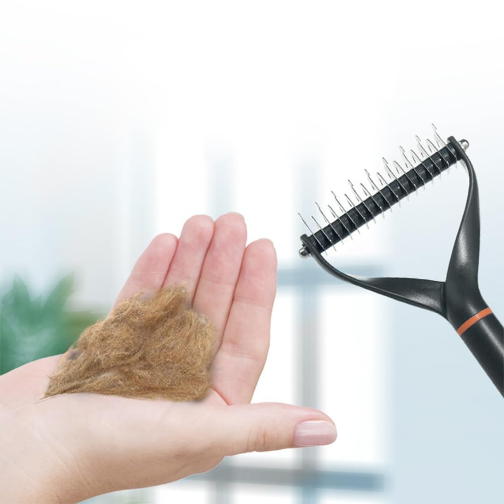 2-in-1 Metal Double Sided Shedding & Detangling Comb for Cats and Dogs Undercoat & Matted Fur Tool - Pet Grooming Brush(Blue)