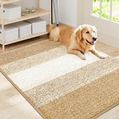 Smiry Dog Door Mat for Muddy Paws, Absorbs Moisture and Dirt, Low-Profile Entryway Mat with Non-Slip Backing, Entry Indoor Outdoor Doormat for Inside Floor (30x20 Inches, Grey, Striped)