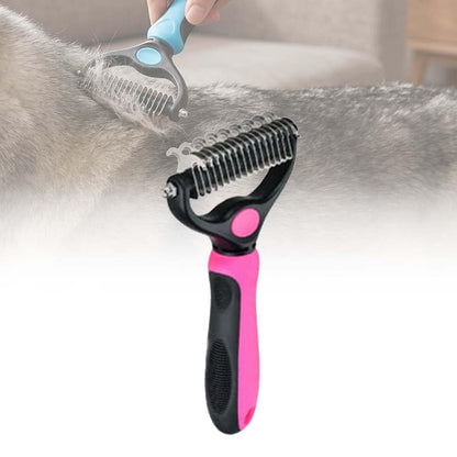 Sakerplus Pet Grooming Tool for Dogs & Cats, Professional Deshedding & Dematting Brush, Stainless Steel Undercoat Rake for Long & Short Hair Pets, Gentle Pet Hair Remover Comb (Blue,Small+Large)
