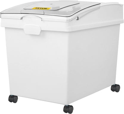 VEVOR Rice Storage Container, 4.5Gallon/20L Capacity Large Dog Food Dispenser Bin, Kitchen Ingredient Grain Cereal Flour Bin, Pet food Containers with Wheels, Measuring Cup, Airtight Lid, 1 Pack