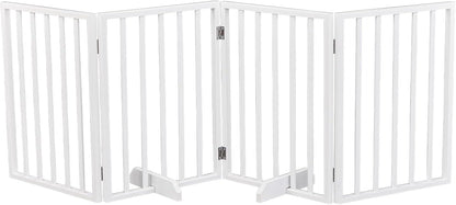 BONNLO Free Standing Dog Gate Indoor, Foldable Pet Gate for Dogs and Puppy, 24" Height Wooden Dog Gates for Doorways Extra Wide/Stairs/Hallways (Walnut, 3 Panel)