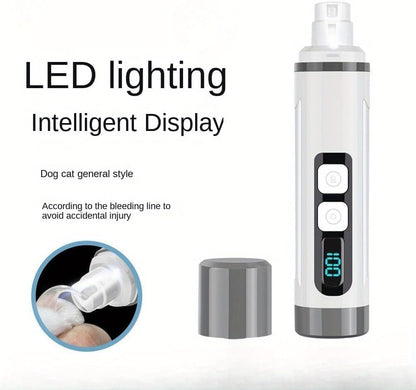 Dog Nail Grinder Quiet- Ultra-Quiet Dog & Cat Nail Grinder with LED Light & Battery Display & Upgrade Grinding Head - Painless Nail Trimmer for Small to Large Pets, Thick Nails, and Sensitive Paws