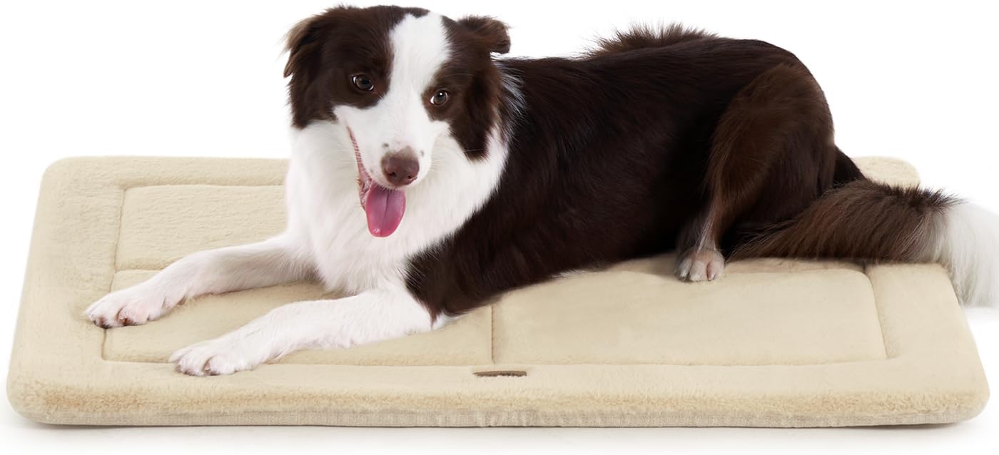 Made4Pets Dog Crate Pad Bed for Medium Large Dogs, Washable & Reversible, Anti-Slip Kennel Mat for Cozy Sleeping, Soft Fluffy Dog Bed for Indoor & Outdoor Use, 35"x23", Gray