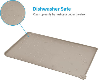 AUDWUD Silicone Waterproof Pet Feeding Mats,Anti Slip Bowl Pad,Dog Mat for Food and Water