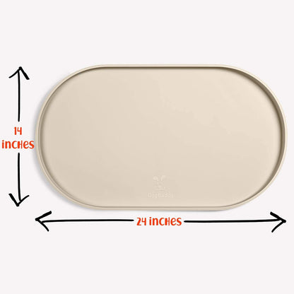 DogBuddy Dog Food Mat - Waterproof Dog Bowl Mat, Silicone Pet Mat for Food and Water Bowls, Nonslip Pet Feeding Mat with Edges, Dogs Food Mats for Floors, Puppy Supplies (Small, White Sand)