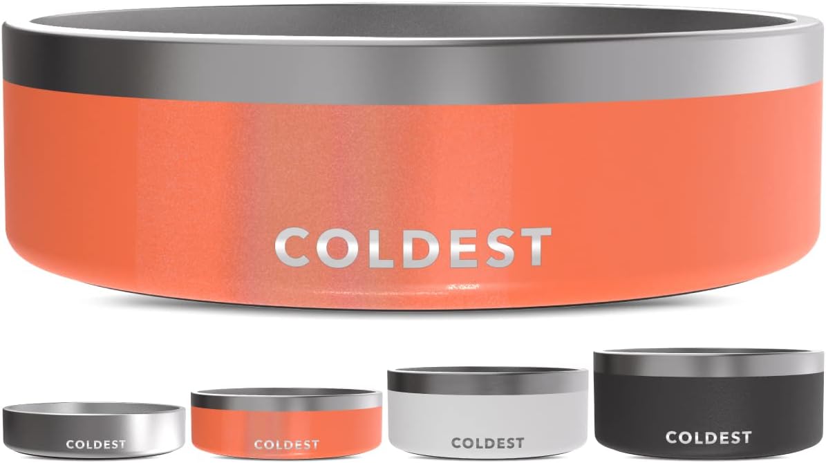 Coldest Dog Bowl - Anti Rust Metal, Non Slip, 3 Layers Insulated Stainless Steel Dog Bowls - Spill Proof & Heavy Duty - Water Bowl for Dogs, Cats & Pets, Dish Washer Safe (21 oz, Stealth Black)