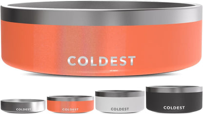 Coldest Dog Bowl - Anti Rust Metal, Non Slip, 3 Layers Insulated Stainless Steel Dog Bowls - Spill Proof & Heavy Duty - Water Bowl for Dogs, Cats & Pets, Dish Washer Safe (21 oz, Stealth Black)