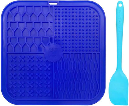BPA-Free Silicone Dog Lick Mat with Spatula – Slow Feeder Enrichment Mat for Dogs & Cats – Strong Suction, Grooming Distraction, Freezer & Dishwasher Safe