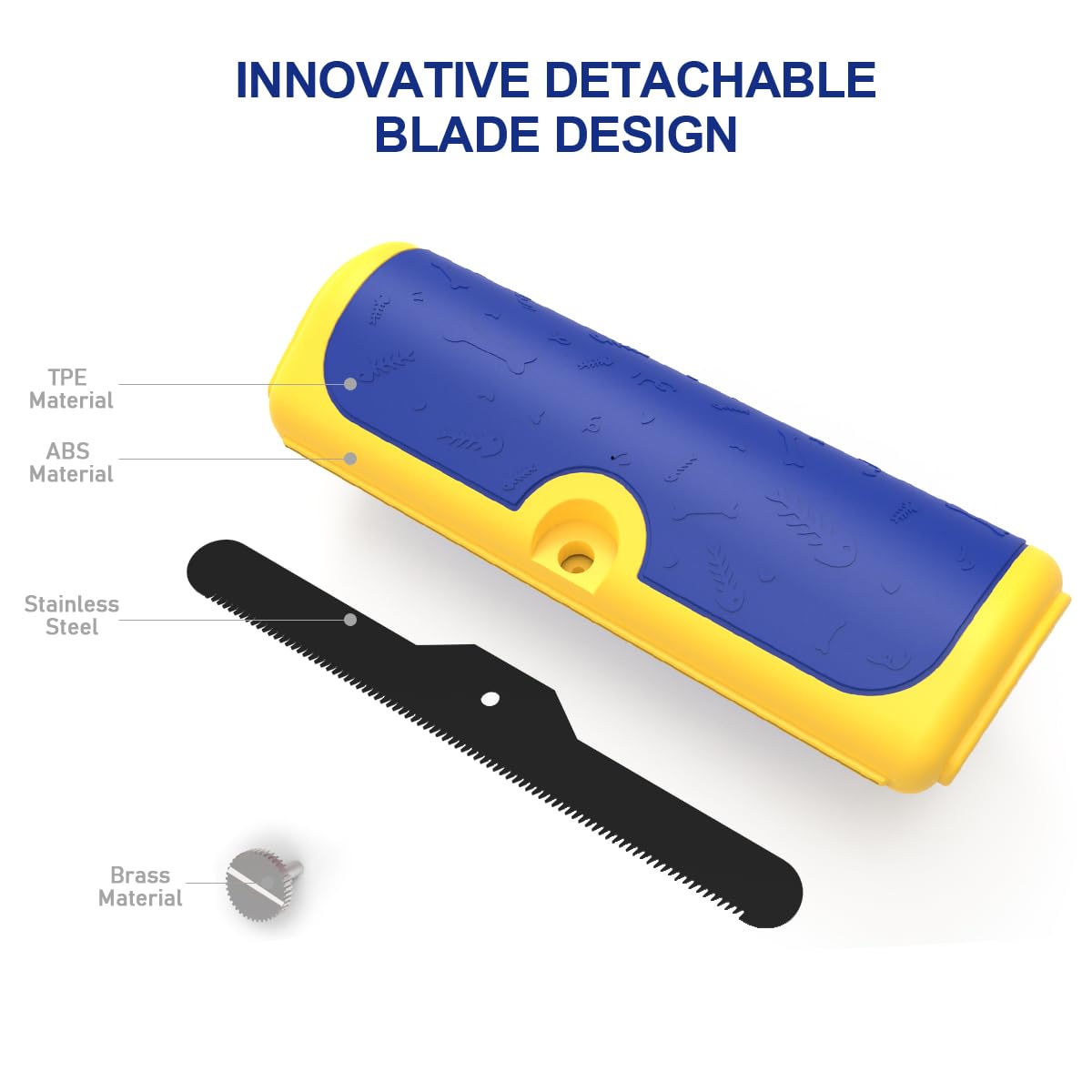Dog & Cat Deshedding Brush, Undercoat Grooming Tool for Short to Medium and Double Coats, Detachable Metal Shedding Blade, Ergonomic Non-Slip Handle, Black