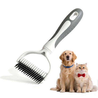 Pet Pro Grooming Tool, Pet Grooming Rake Double Sided Shedding Deshedding Brush for Dogs Cats, Undercoat Rake Dematting Comb for Long Haired Pets with Stainless Steel Teeth