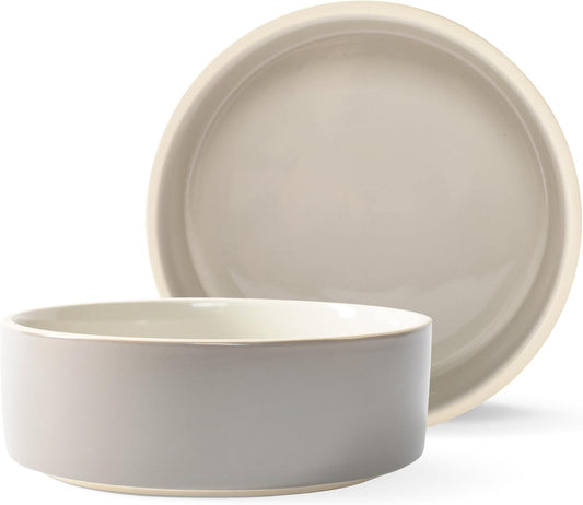 Fringe Studio Matte Speckled Green Medium Raised Stoneware Feeder W/Stainless Steel Insert (7" Diameter x 5.5" H, 26 fl.oz.), PetShop Collection (453MD001)