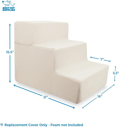 Best Pet Supplies Dog Stairs & Steps - Foam Steps for Small Dogs & Cats, Non-Slip Indoor Balanced Pet Step Support, Dog Ramp, No Assembly, Pale Teal, 3-Step (13.5-inch Height)
