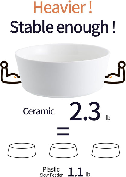 Black Elevated/Raised Dog Bowl Ceramic with Wood Stand for Medium Large Breed,Dog Food Water Dish Heavy Weighted,8 in Non Slip Modern Cute Porcelain Pet Bowl Extra Large