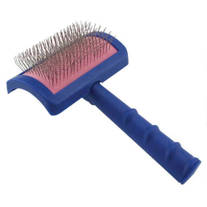 Show Tech Tuffer Than Tangles Slicker Brush for Dog Grooming with Long, Soft Pins, Medium Size, Perfect for Doodle Breeds, Angled Pins for Dematting, Remove Undercoat, Comfort Grip Handle