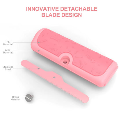 Dog & Cat Deshedding Brush, Undercoat Grooming Tool for Short to Medium and Double Coats, Detachable Metal Shedding Blade, Ergonomic Non-Slip Handle, Black