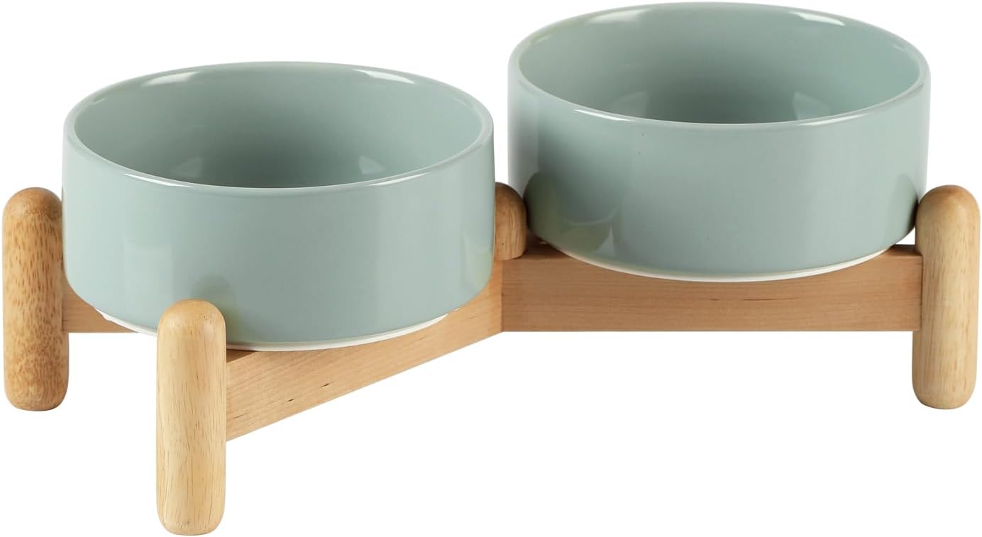 Havniva 8.3inch Ceramic Raised Dog Bowl with Stand, Elevated Dog Bowls for Large Breed Dog Food and Water Bowl Non-Slip Dog Dish Large Capacity Feeding Pet Water Bowl