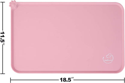 Silicone Waterproof Dog Cat Pet Feeding Mats, Non Slip, Easy Clean Pet Dog Cat Bowl Mats Placemat (18.5" x 11.5") Green