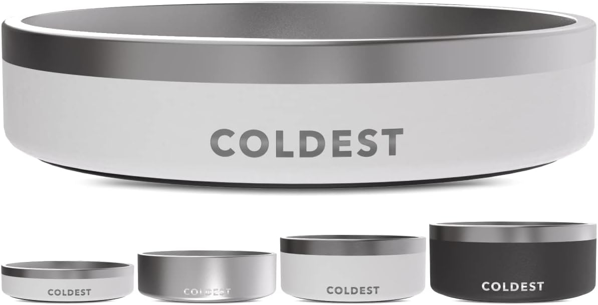 Coldest Dog Bowl - Anti Rust Metal, Non Slip, 3 Layers Insulated Stainless Steel Dog Bowls - Spill Proof & Heavy Duty - Water Bowl for Dogs, Cats & Pets, Dish Washer Safe (21 oz, Stealth Black)