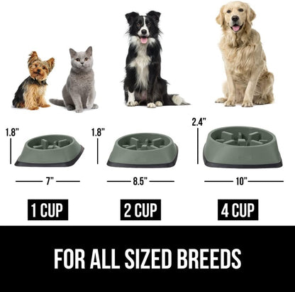 GORILLA GRIP® Patented BPA Free Slow Feeder Dog Bowls, Interactive Puzzle Toy for Dogs and Cats Food Training Enrichment, Keeps Pets Busy and Prevents Puppy Overeating, Small Breeds, 1 Cup, Gray