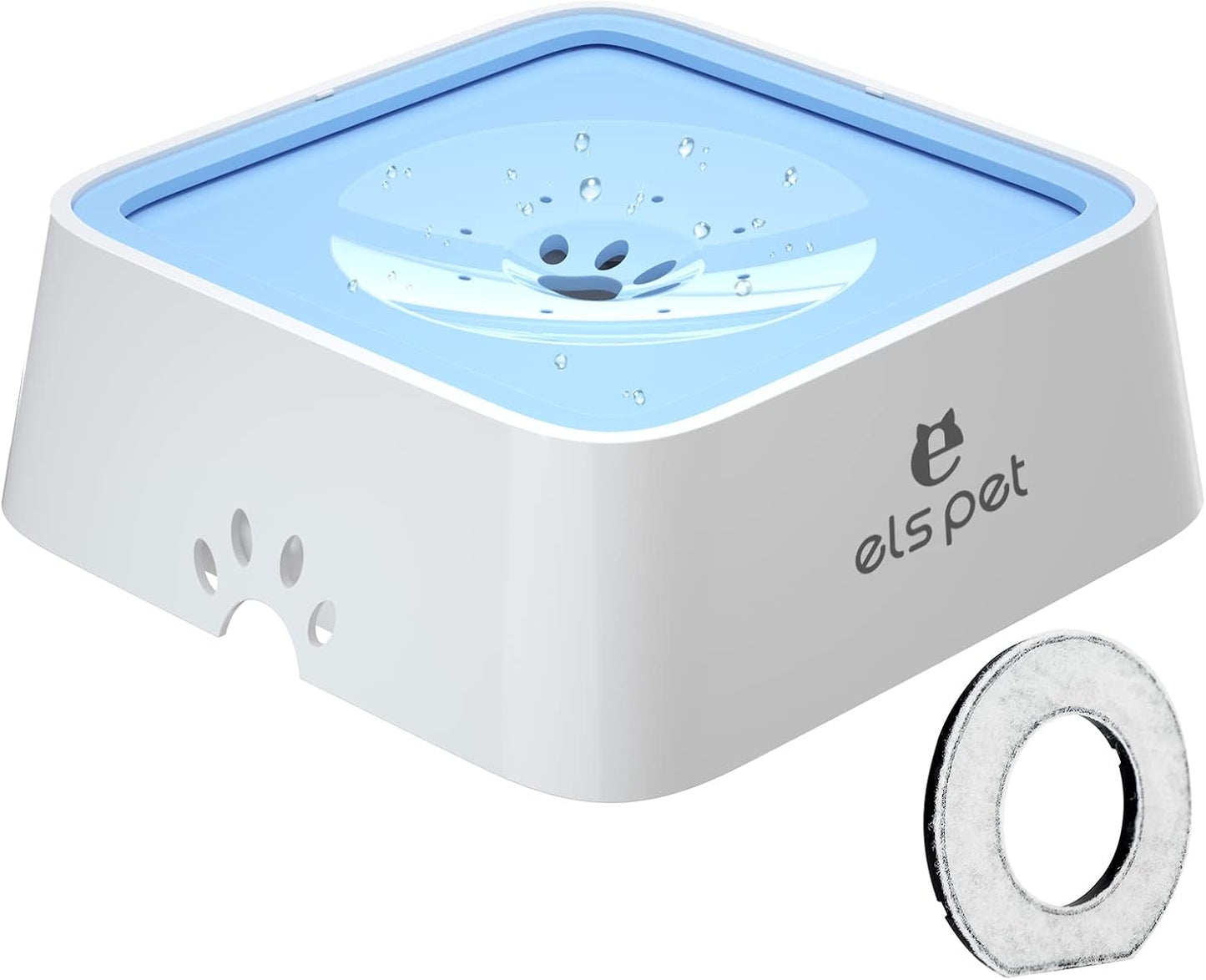 ELS PET Travel Bowl, No Spill, No Drip Slow Water Feeder/Dispenser for Dogs, Cats, 35oz/1L, Splash Proof Travel Bowl for Crate and Car, Keeps Floor & Beard Dry, Dishwasher Safe (Grey)
