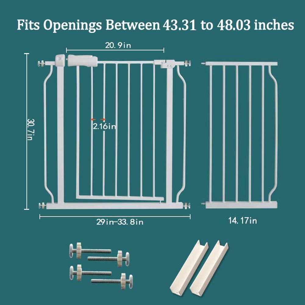ALLAIBB Extra Wide Pressure Mounted Baby Gate Walk Through Child Kids Safety Toddler Tension White Long Large Pet Dog Gates with Extension for doorways Kitchen (57.48-62.20"/146-158cm, Black)