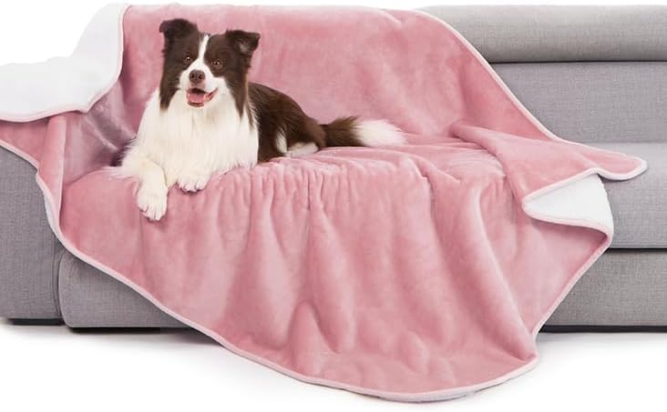 gogobunny Waterproof Blanket for Bed Couch Sofa, Liquid Pee and Fur Proof Pet Blanket for Dog Puppy Cat, Reversible Sherpa Fleece Throw Blanket Furniture Cover Protector (Grey, 50x60 inches)