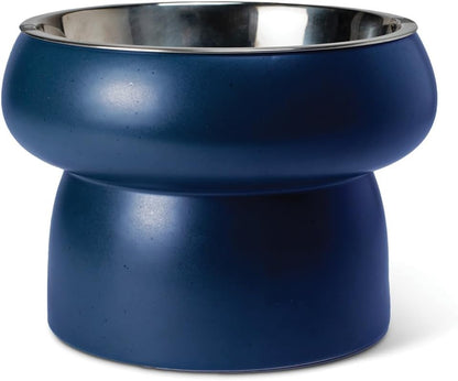 Fringe Studio Matte Speckled Green Medium Raised Stoneware Feeder W/Stainless Steel Insert (7" Diameter x 5.5" H, 26 fl.oz.), PetShop Collection (453MD001)
