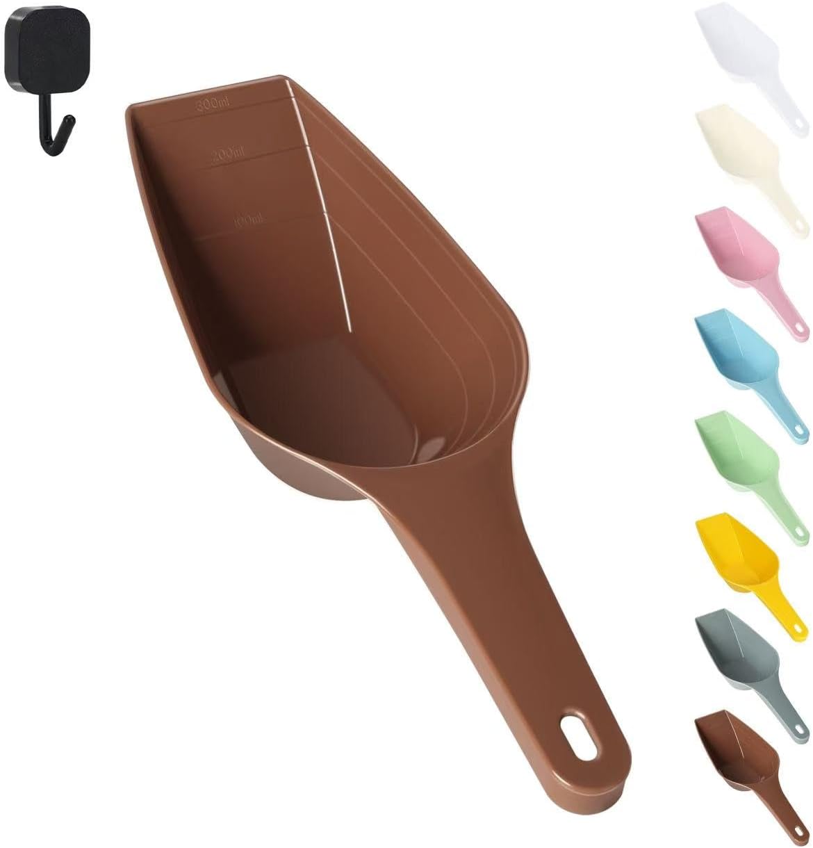Food Scoop, Cup Capacity Dog Food Scooper With Measuring Lines For Dog, Puppy and Cat Coffee Bean Scoop, Flour Scoop 2 Pack (Grey)