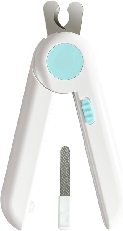 Dog/Cat Nail Clippers with Light - Safe Trimming for Cats & Dogs, Illuminates Quick to Prevent Overcutting, Includes Nail File for Thick Nails