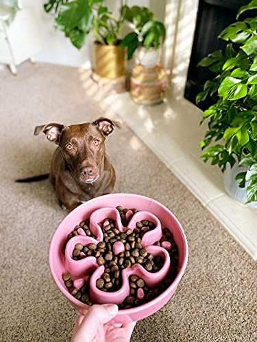 LE TAUCI Dog Bowls Slow Feeder Ceramic, 1.5 Cup Slow Feeding Bowl for Small and Medium Breed, Puzzle Dog Food Bowl for Fast Eater, Maze Purple