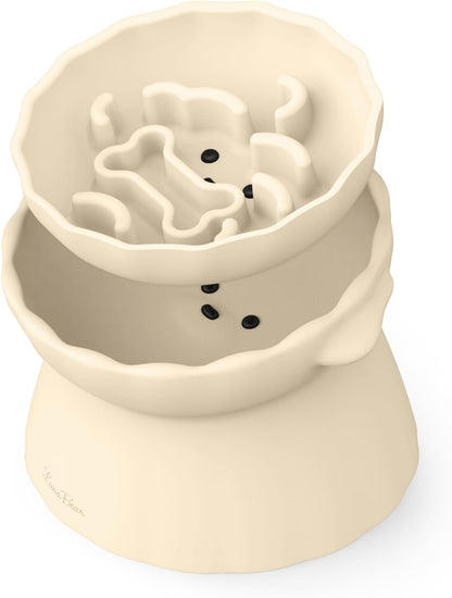 Slow Feeder Dog Bowls Made of Premium Food-Grade Silicone, Anti-Choking & Slow Eating for Improved Digestion, Non-Slip, Soft & Durable, Quiet Dog Bowl, Cute, Dishwasher Safe (Ivory, Standard)