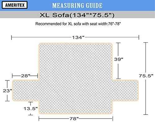 Ameritex Couch Sofa Slipcover 100% Waterproof Nonslip Quilted Furniture Protector for Dogs, Children, Pets, Machine Washable (Beige, 68")
