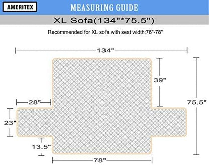 Ameritex Couch Sofa Slipcover 100% Waterproof Nonslip Quilted Furniture Protector for Dogs, Children, Pets, Machine Washable (Beige, 68")
