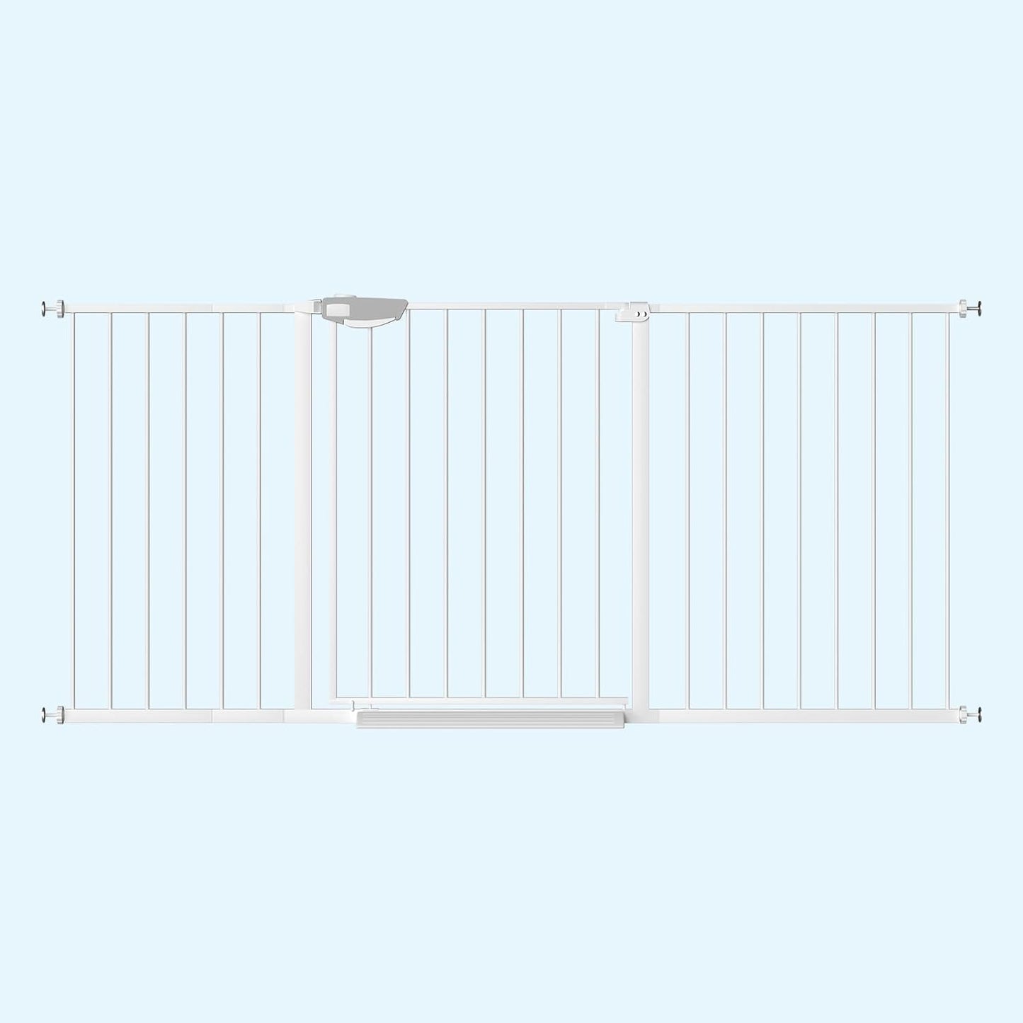 WAOWAO Triple Lock 49.21-66.54" Baby Gate Extra Wide Pressure Mounted Walk Through Swing Auto Close Safety Black Metal Dog Pet Puppy for Stairs,Doorways,Kitchen