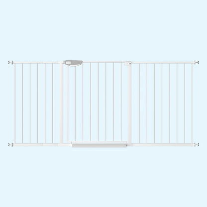 WAOWAO Triple Lock 49.21-66.54" Baby Gate Extra Wide Pressure Mounted Walk Through Swing Auto Close Safety Black Metal Dog Pet Puppy for Stairs,Doorways,Kitchen